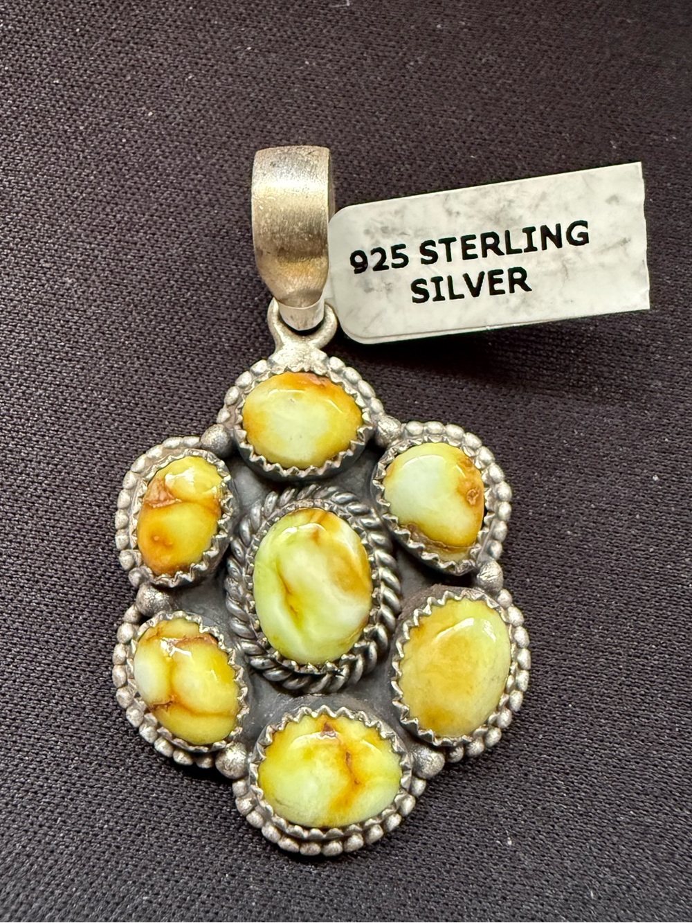 Palomino cluster pendant. .925 sterling silver.
